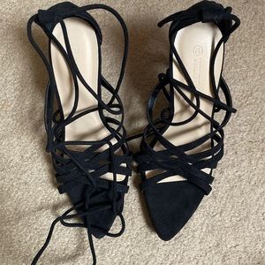 Brand new Black lace up strappy heels